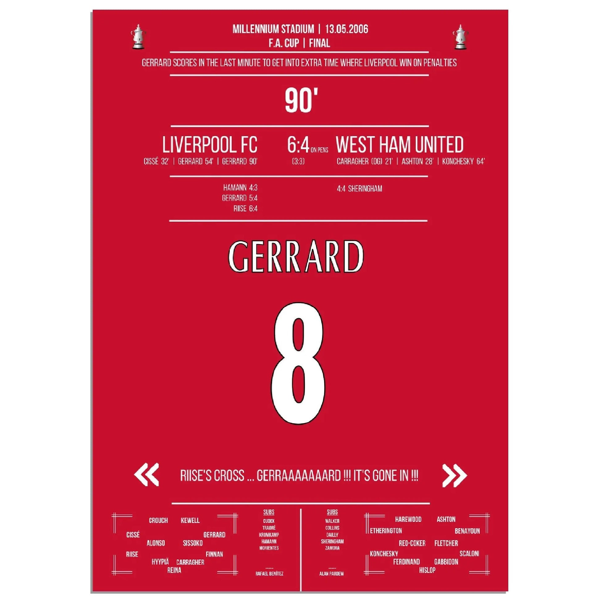 Gerrard rettet Liverpool in die Verlängerung im FA Cup Finale in 2006 gegen West Ham 