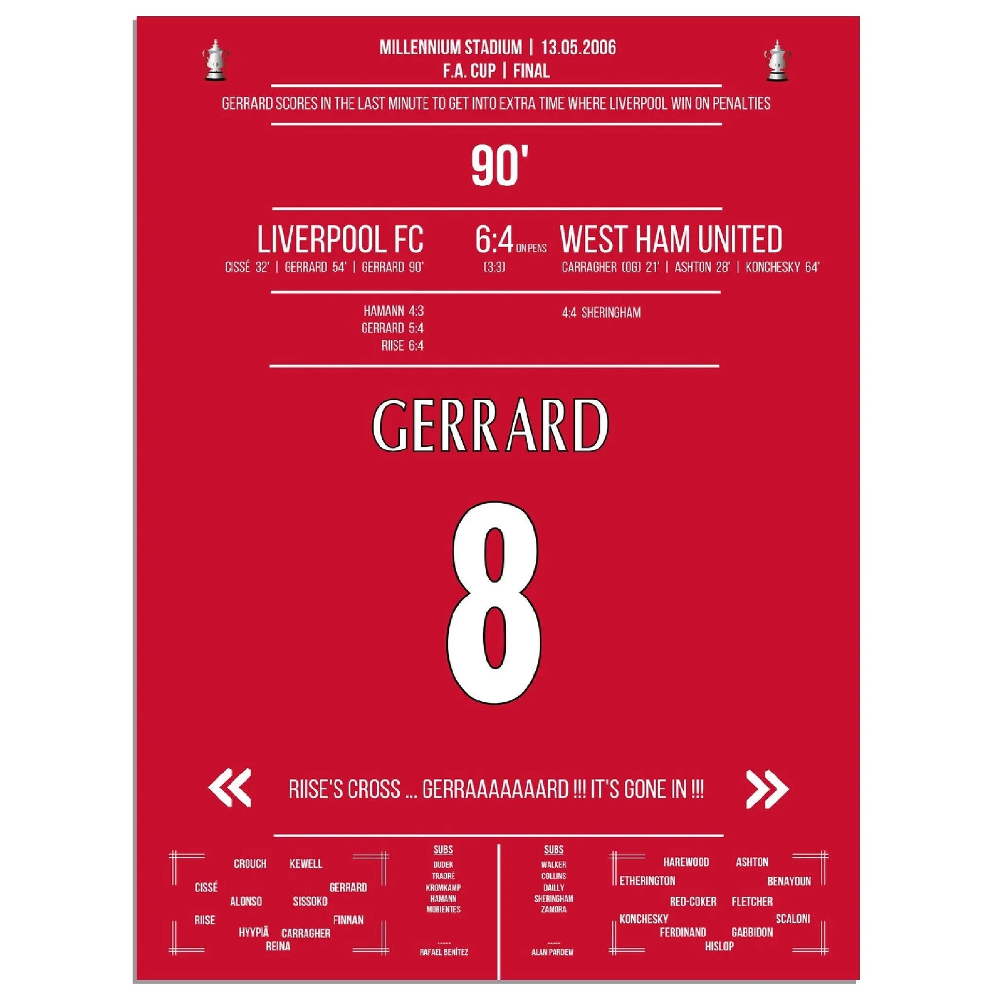 Gerrard rettet Liverpool in die Verlängerung im FA Cup Finale in 2006 gegen West Ham 