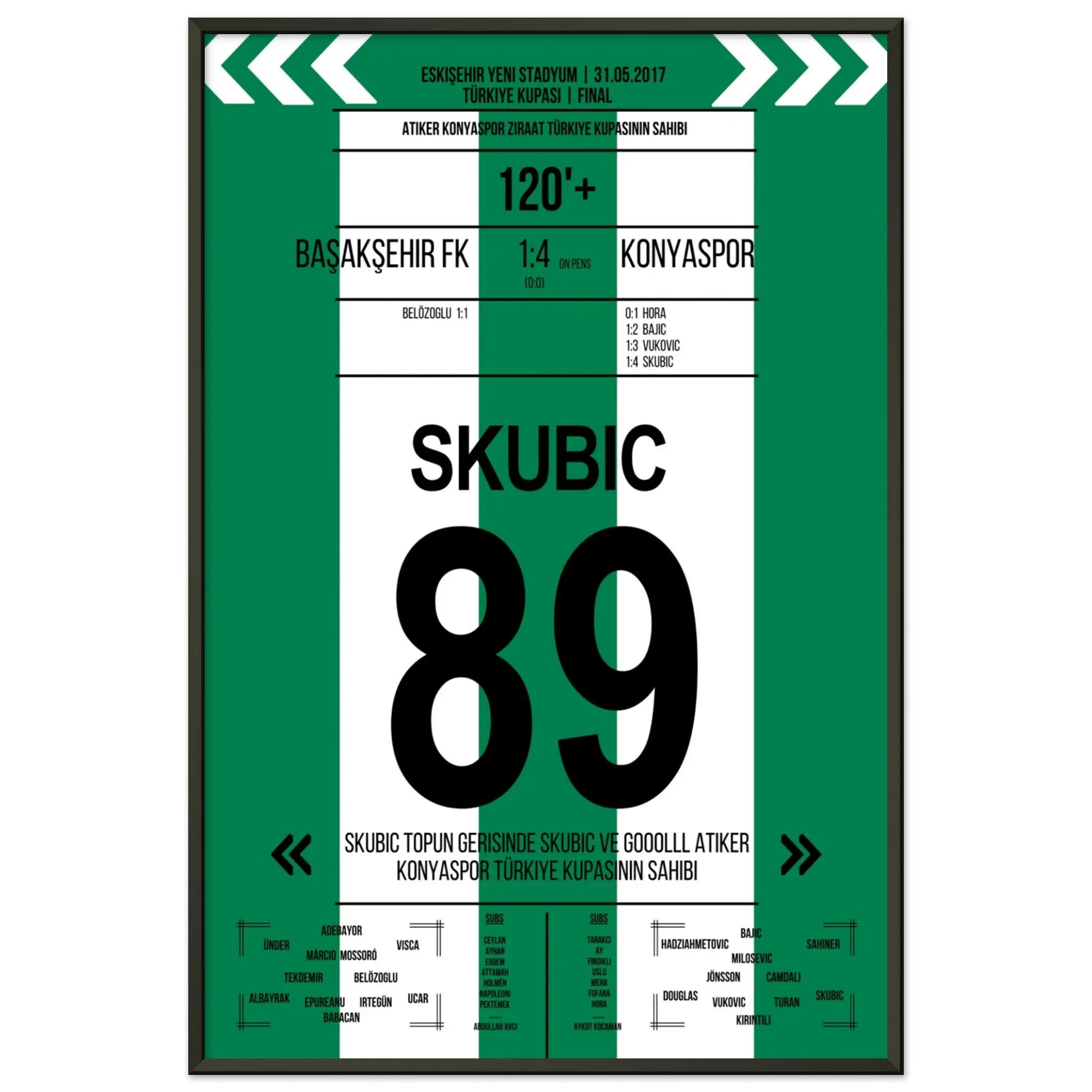 Konya mit erstem Pokalsieg der Vereinshistorie in 2017 60x90-cm-24x36-Schwarzer-Aluminiumrahmen