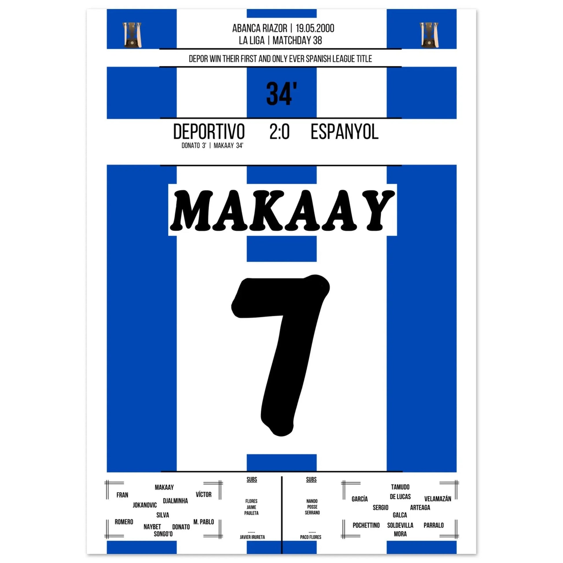 La Coruna's erster Meistertitel in 2000 50x70-cm-20x28-Ohne-Rahmen