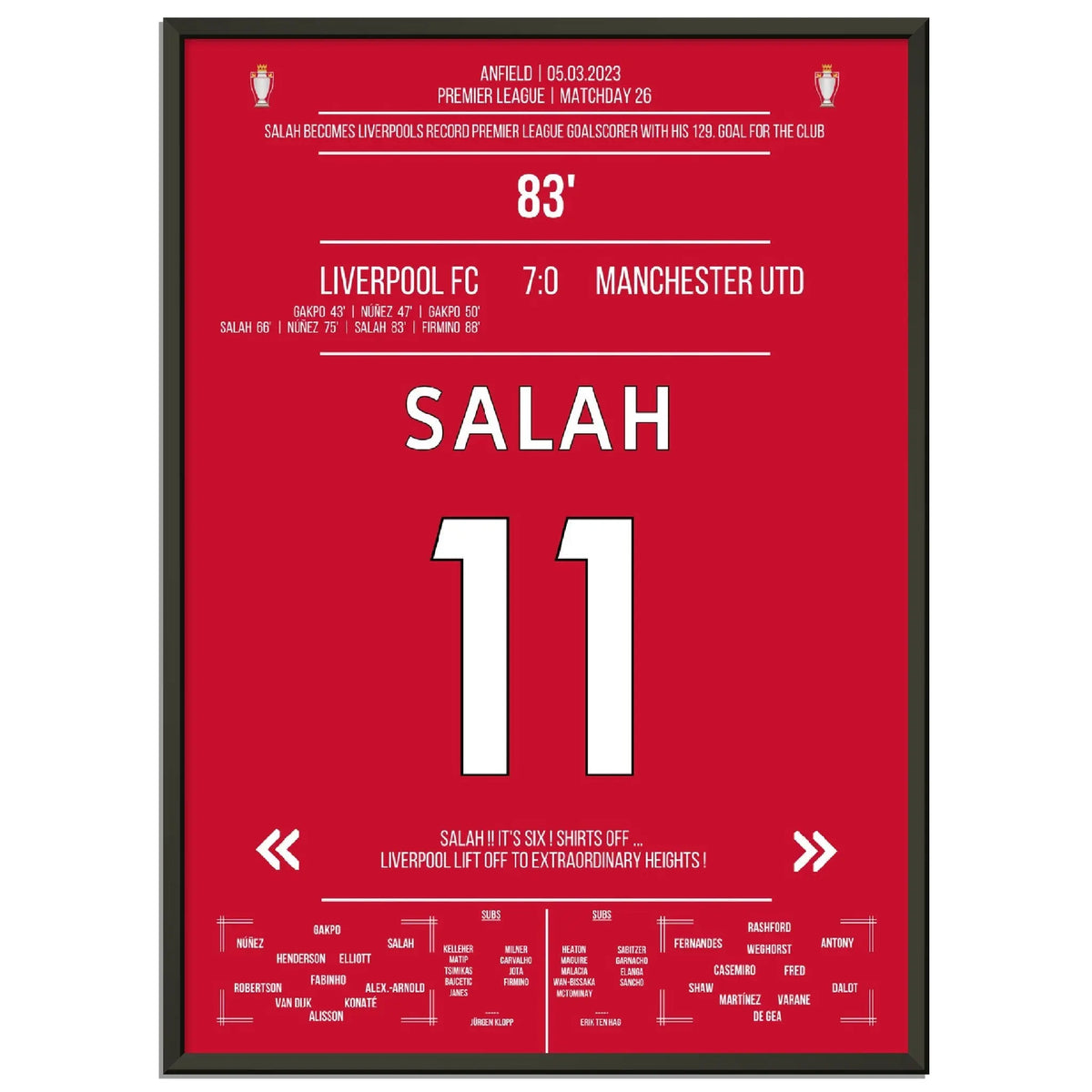 Liverpool dismantles ManU - Salah with a record goal