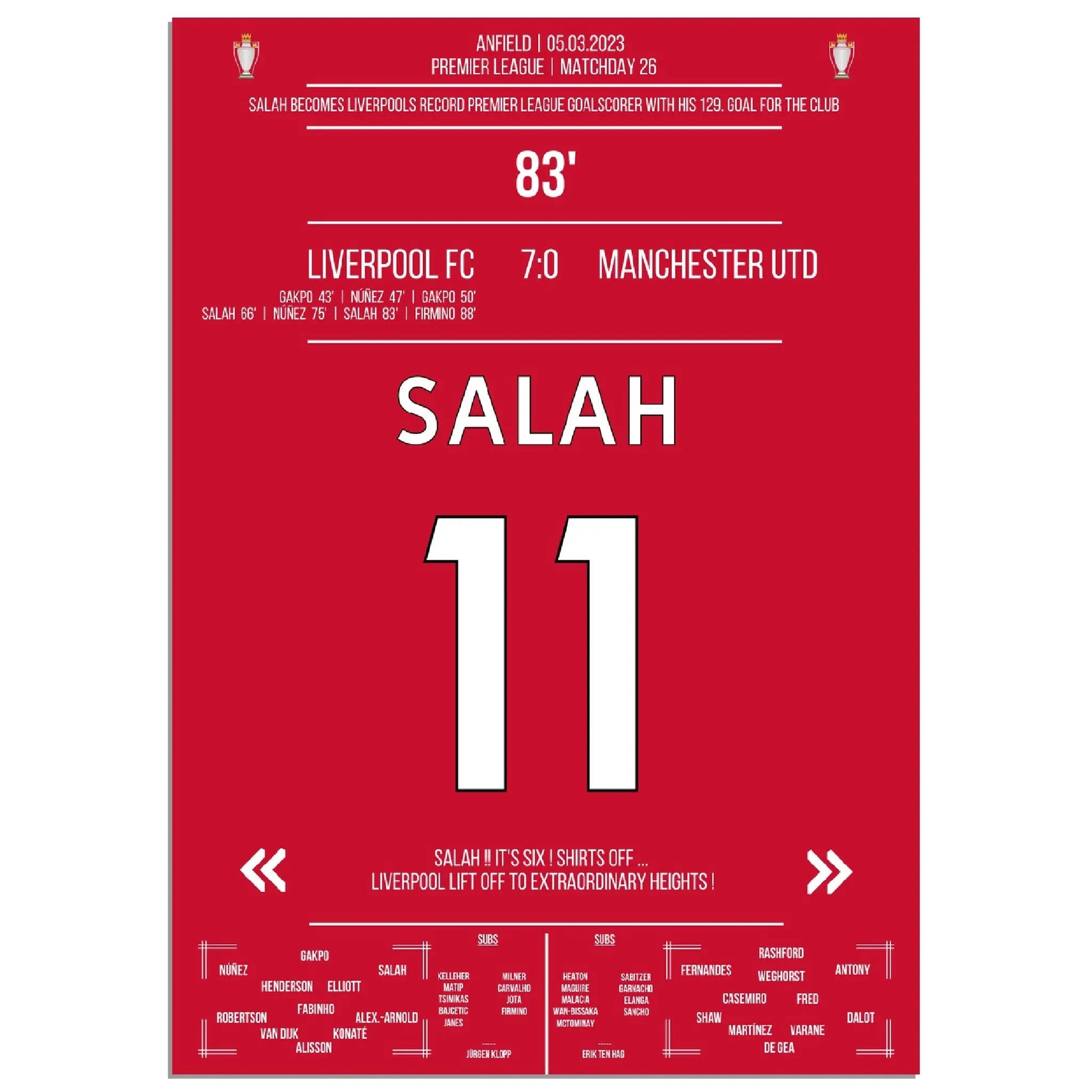 Liverpool zerlegt ManU - Salah mit Rekord-Tor 