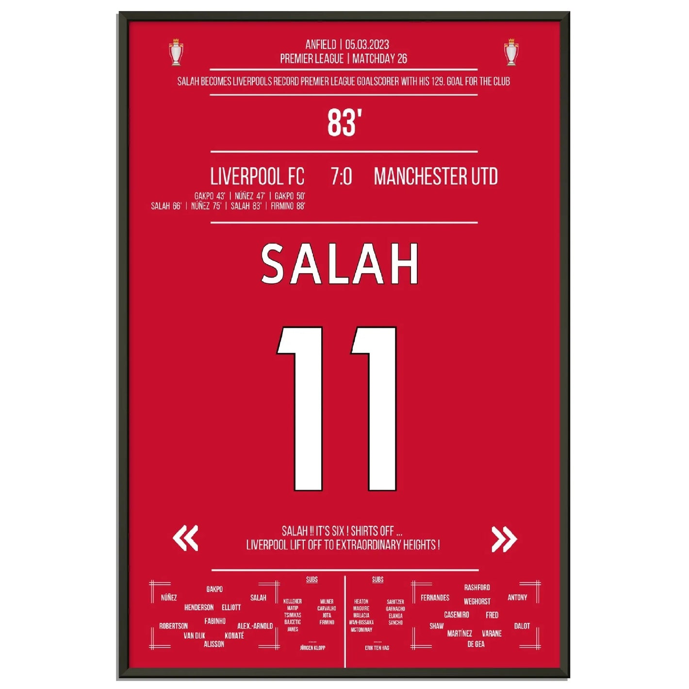 Liverpool zerlegt ManU - Salah mit Rekord-Tor 