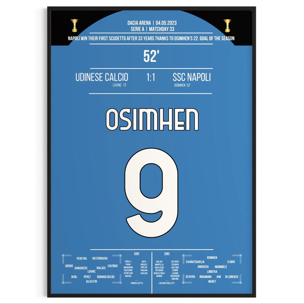 Napoli's 3rd Scudetto after 33 years against Udinese