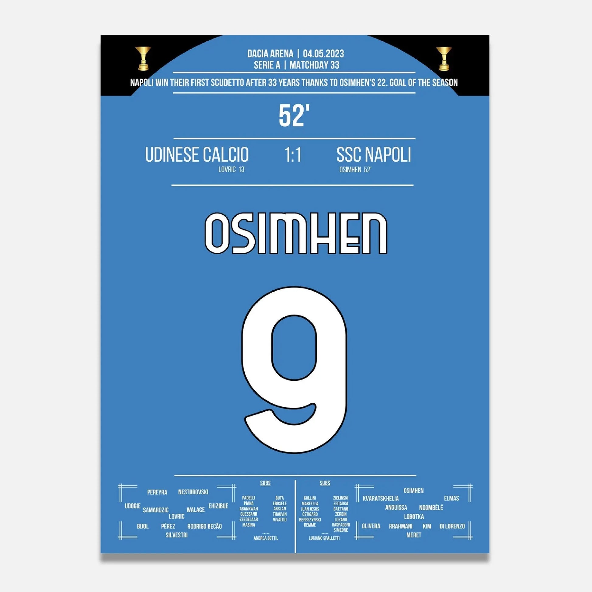 Neapel's 3. Scudetto nach 33 Jahren gegen Udinese 