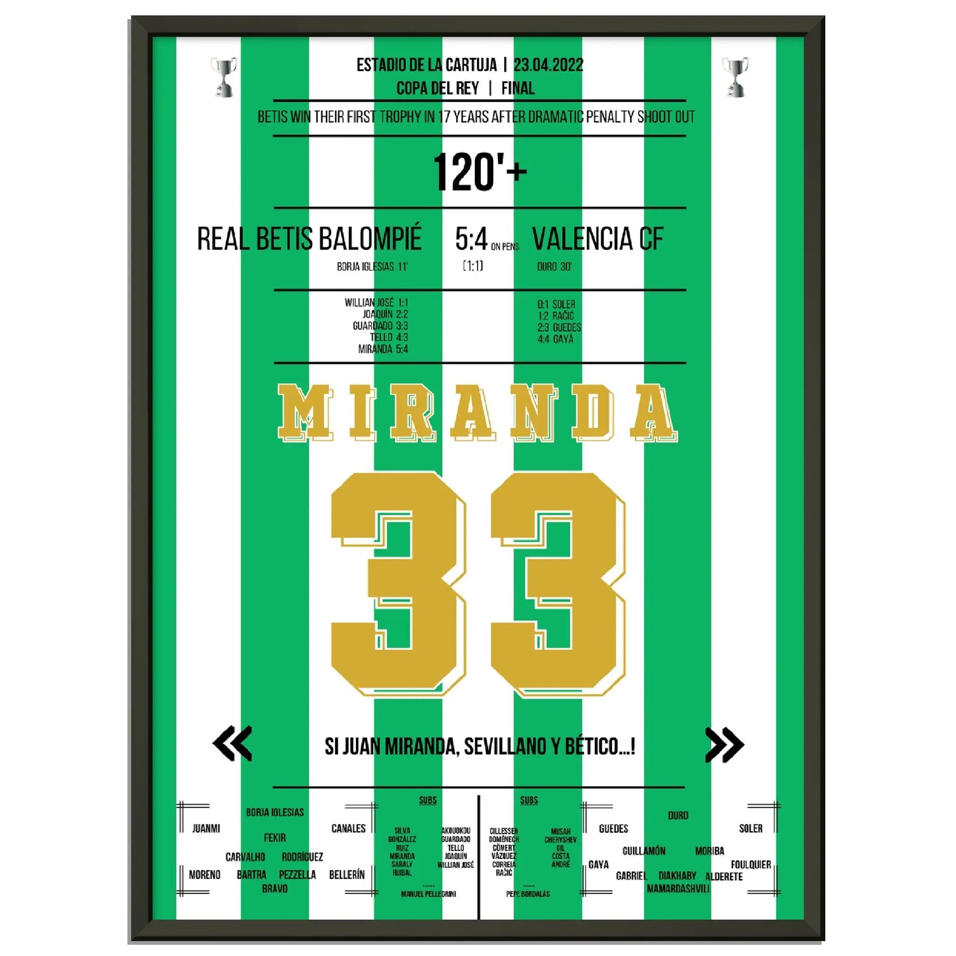 Real Betis gewinnt zum dritten Mal die Copa Del Rey im Finale gegen Valencia 2022 