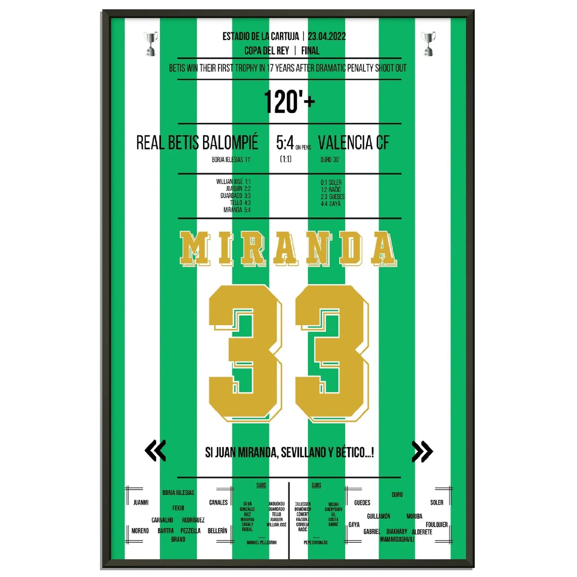 Real Betis gewinnt zum dritten Mal die Copa Del Rey im Finale gegen Valencia 2022 