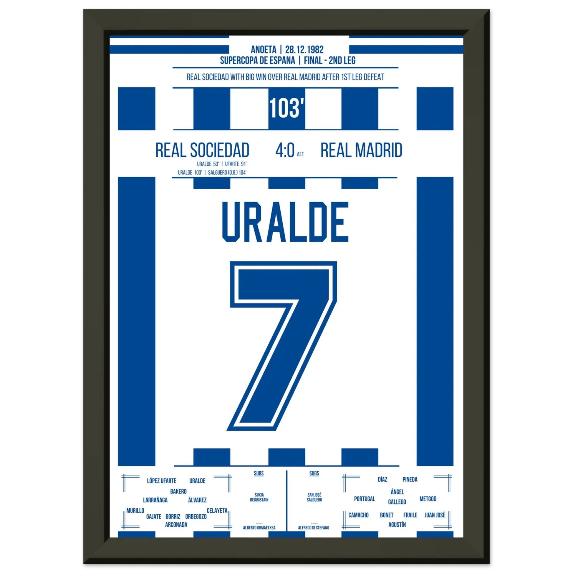 Real Sociedad gewinnt den spanischen Supercopa A4-21x29.7-cm-8x12-Schwarzer-Aluminiumrahmen