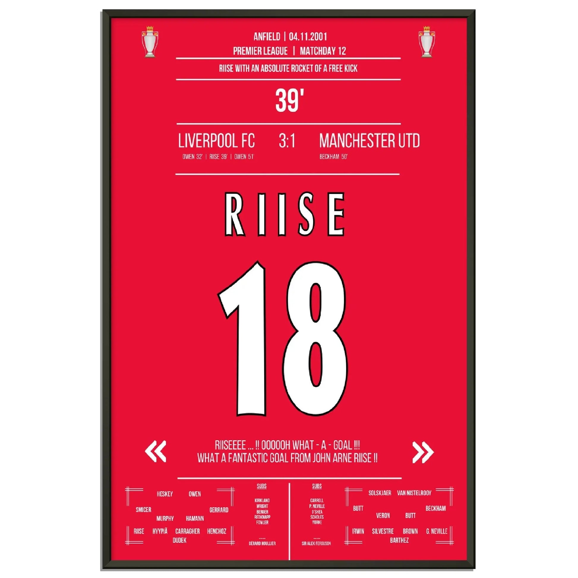 Riise packt den Hammer aus bei Liverpools Heimsieg gegen ManU in 2001 