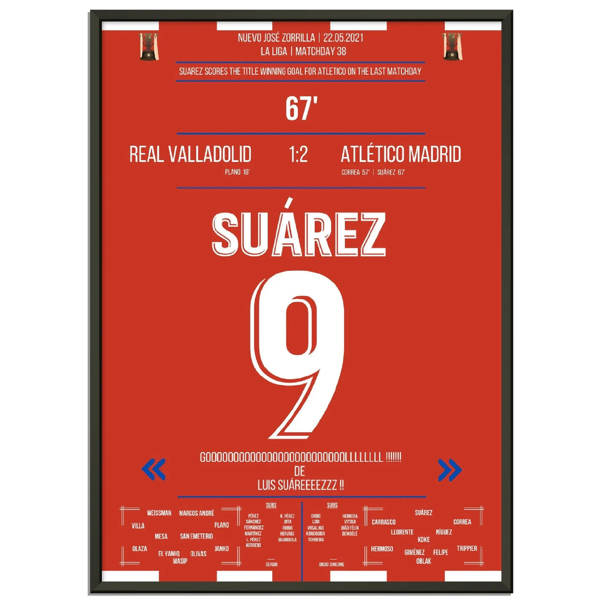 Suarez with the winning goal to win the championship on the last matchday