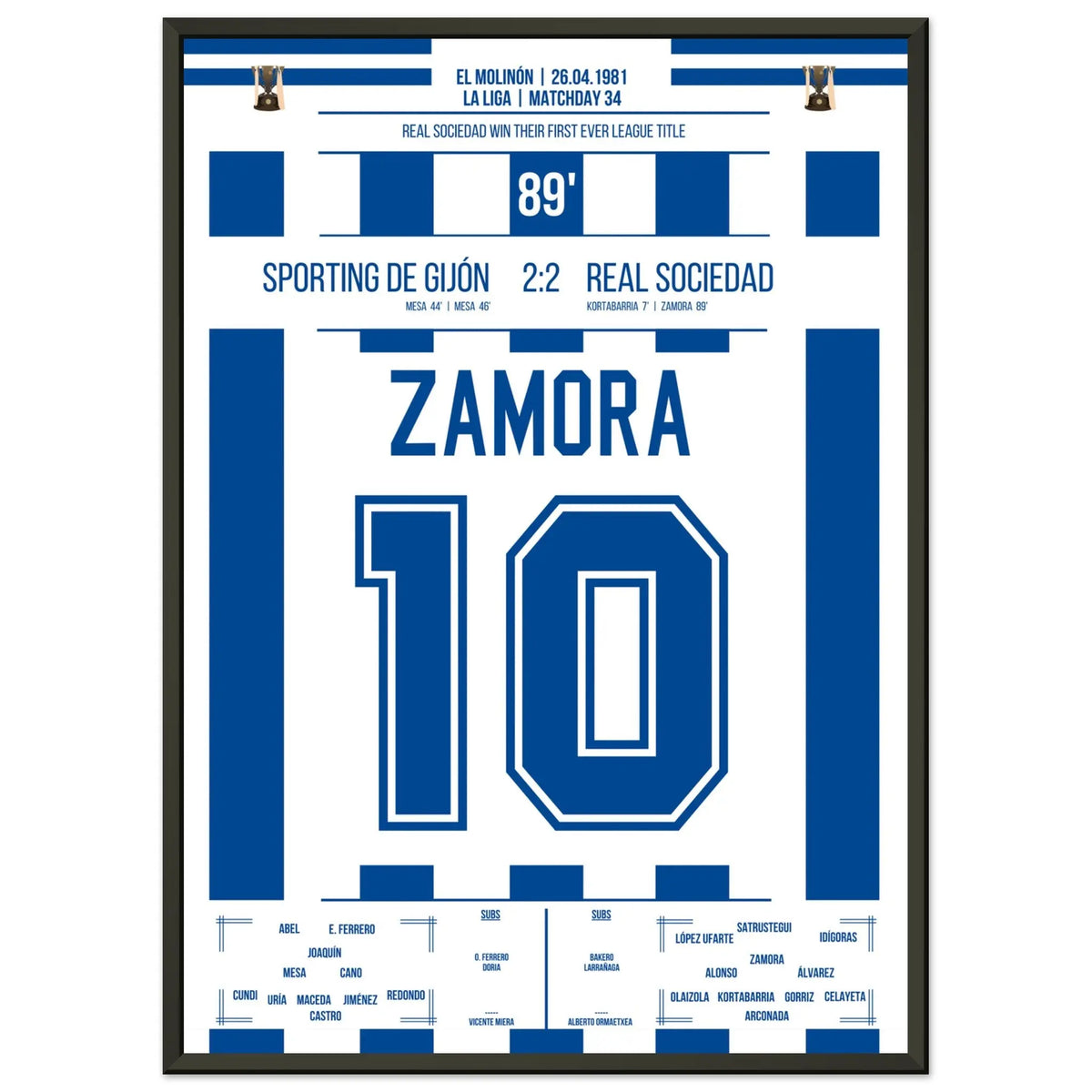 Zamora's goal in San Sebastian's first championship in the club's history