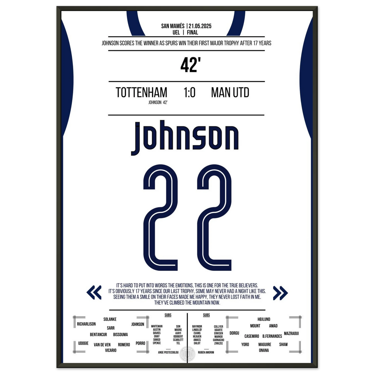 Johnson's decisive goal in Tottenham's European Cup triumph