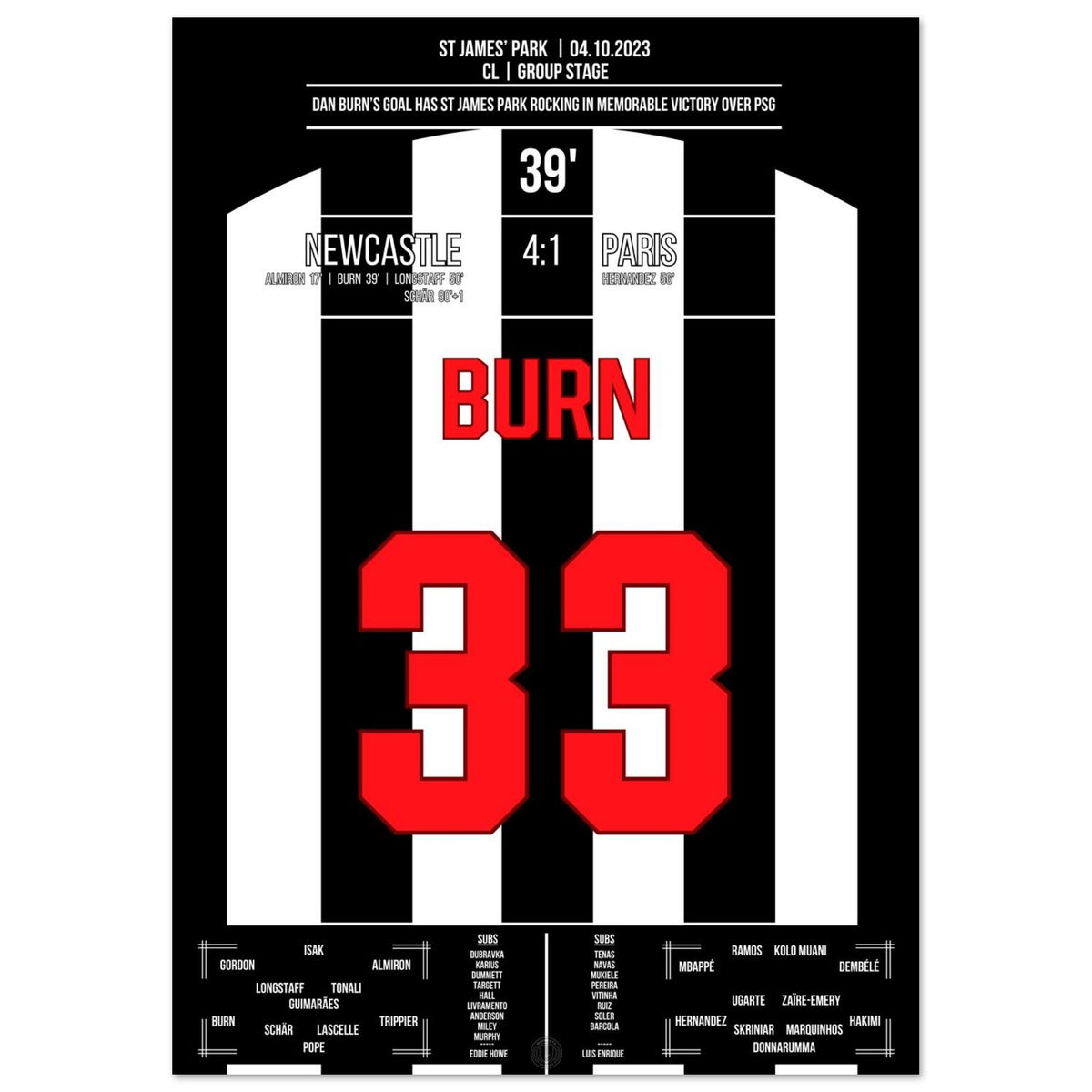 Dan Burn bringt den St James' Park zum beben beim 4-1 Sieg gegen PSG