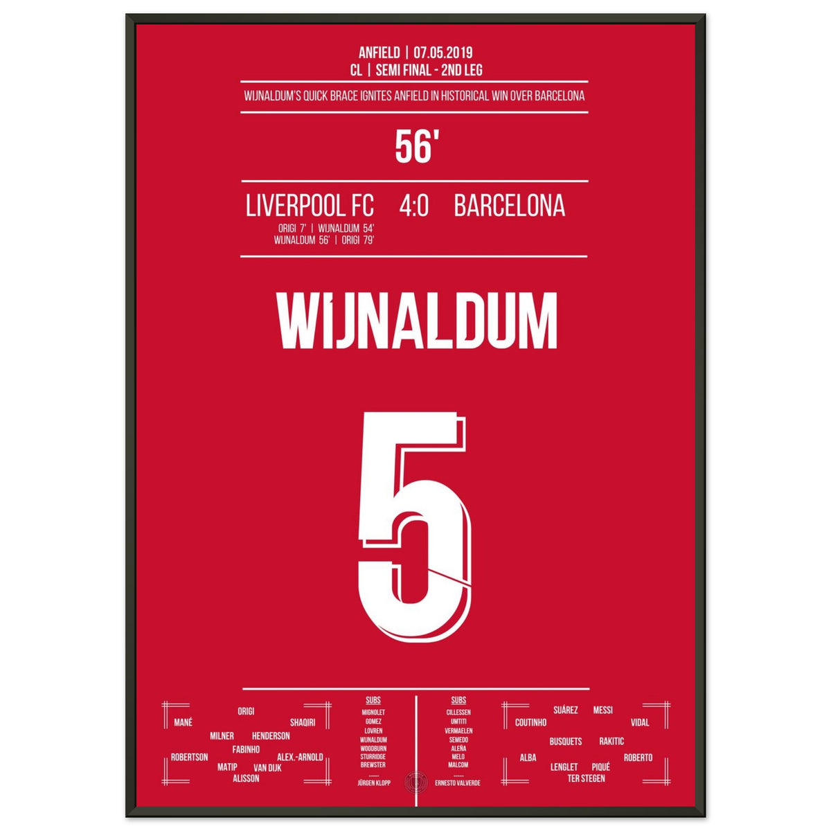 Wijnaldum's brace in Liverpool's legendary win over Barcelona