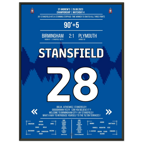 Stansfield scores Birmingham victory with a late winner in stoppage time