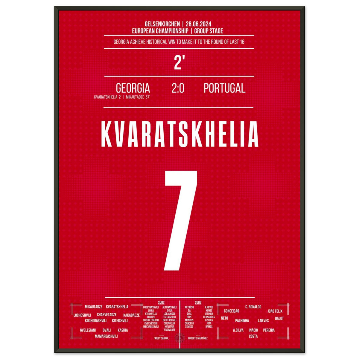 Kvaratskhelia opens the scoring in Georgia's historic win to advance to the round of 16