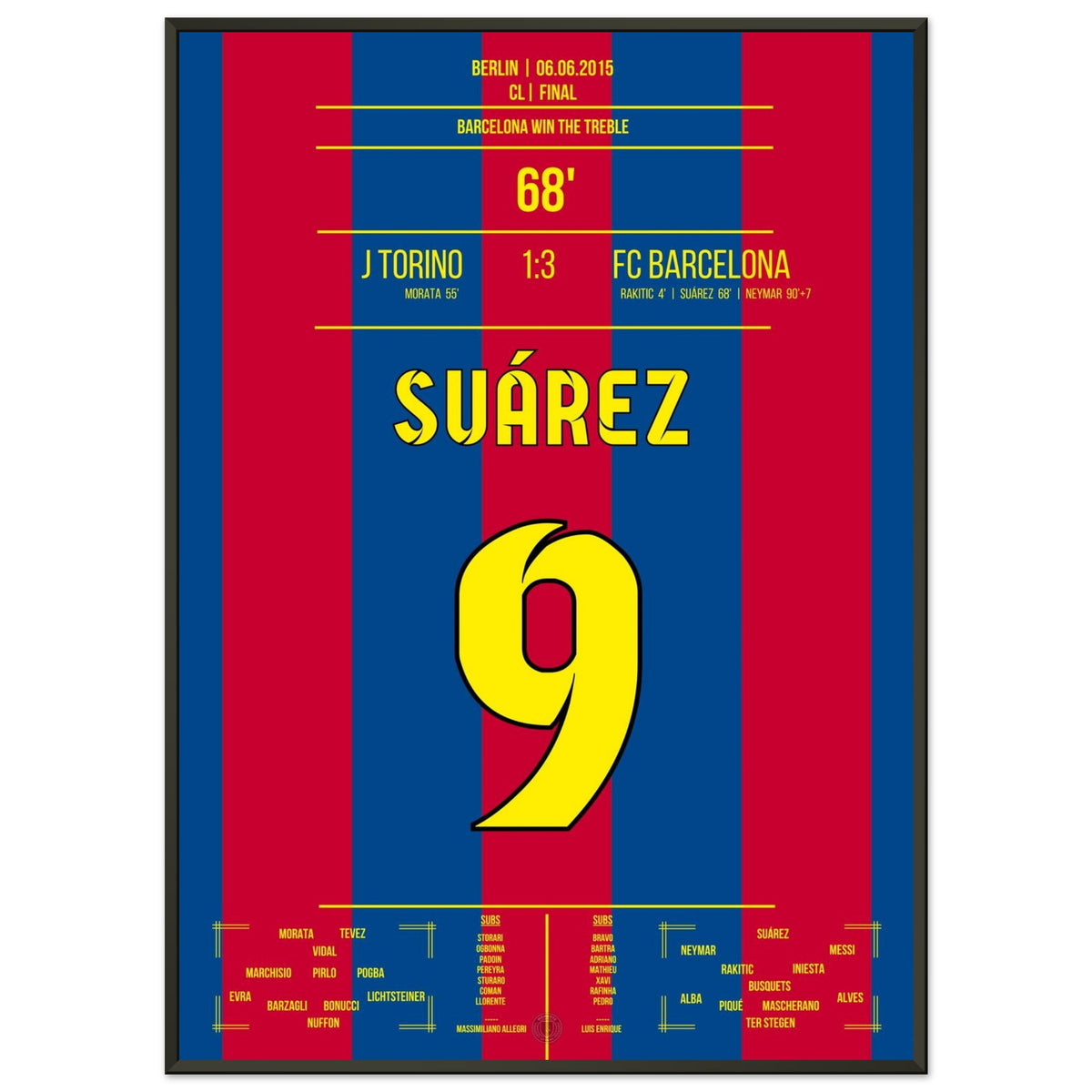 Suarez scores in the 2015 final and Barca win the treble
