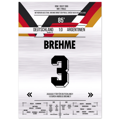 (Metal Print) Brehme's penalty against Argentina in the 1990 World Cup final