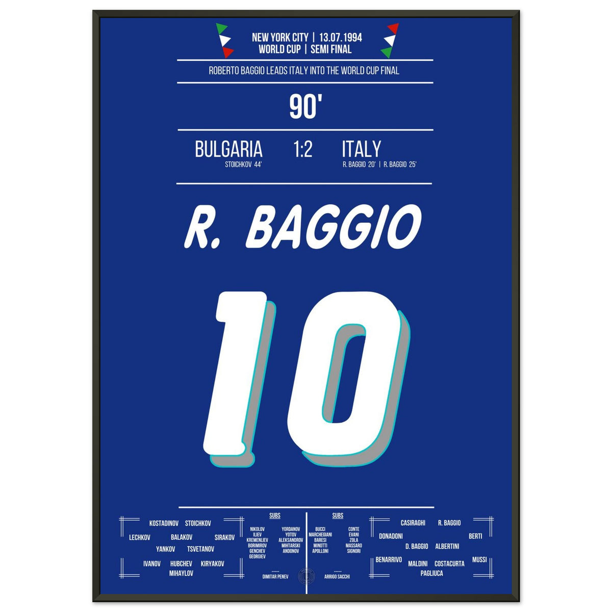 Roberto Baggio leads Italy to the 1994 World Cup final with a brace