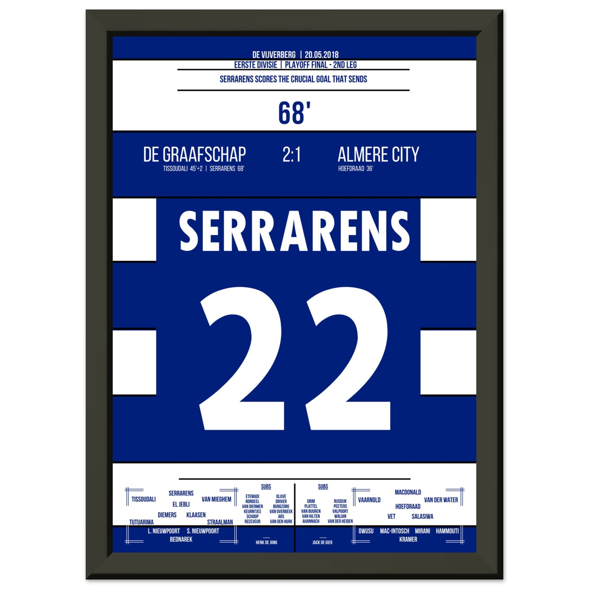 De Graafschap schafft den Aufstieg in die Eredivisie 2018 A4-21x29.7-cm-8x12-Schwarzer-Aluminiumrahmen
