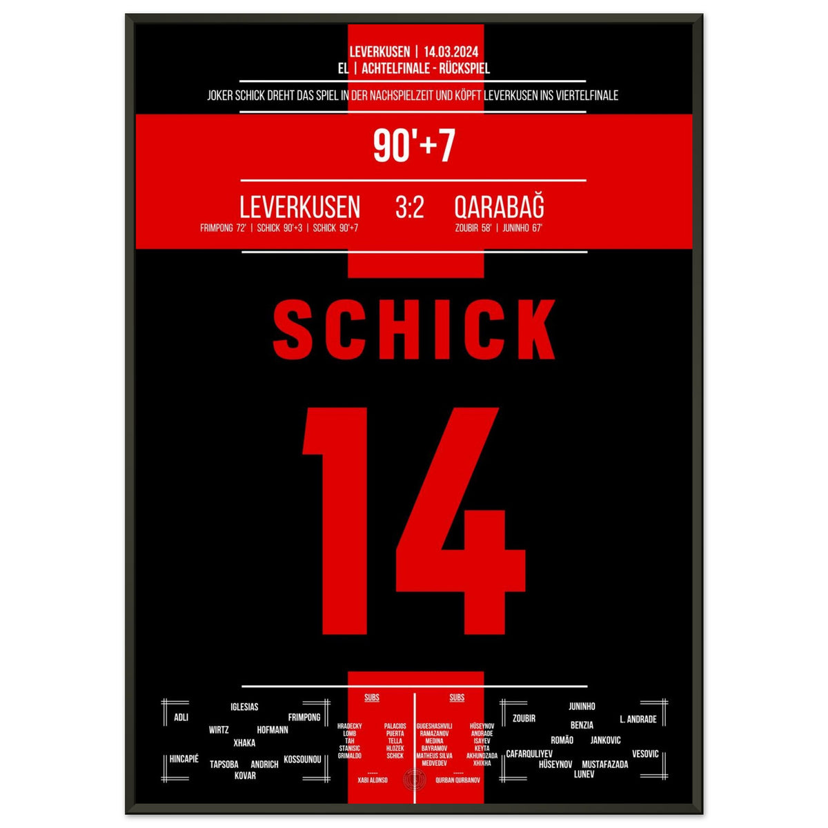 Joker Schick with a brace in injury time in Leverkusen's legendary comeback victory