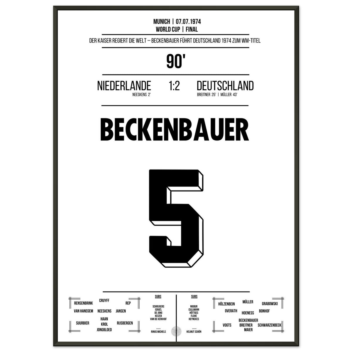 Beckenbauer führt Deutschland zum zweiten Weltmeistertitel in 1974
