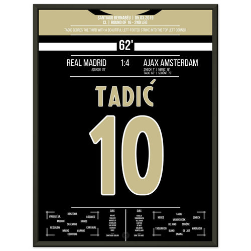Tadic with a dream goal in the corner in a 4-1 win at the Bernabeu