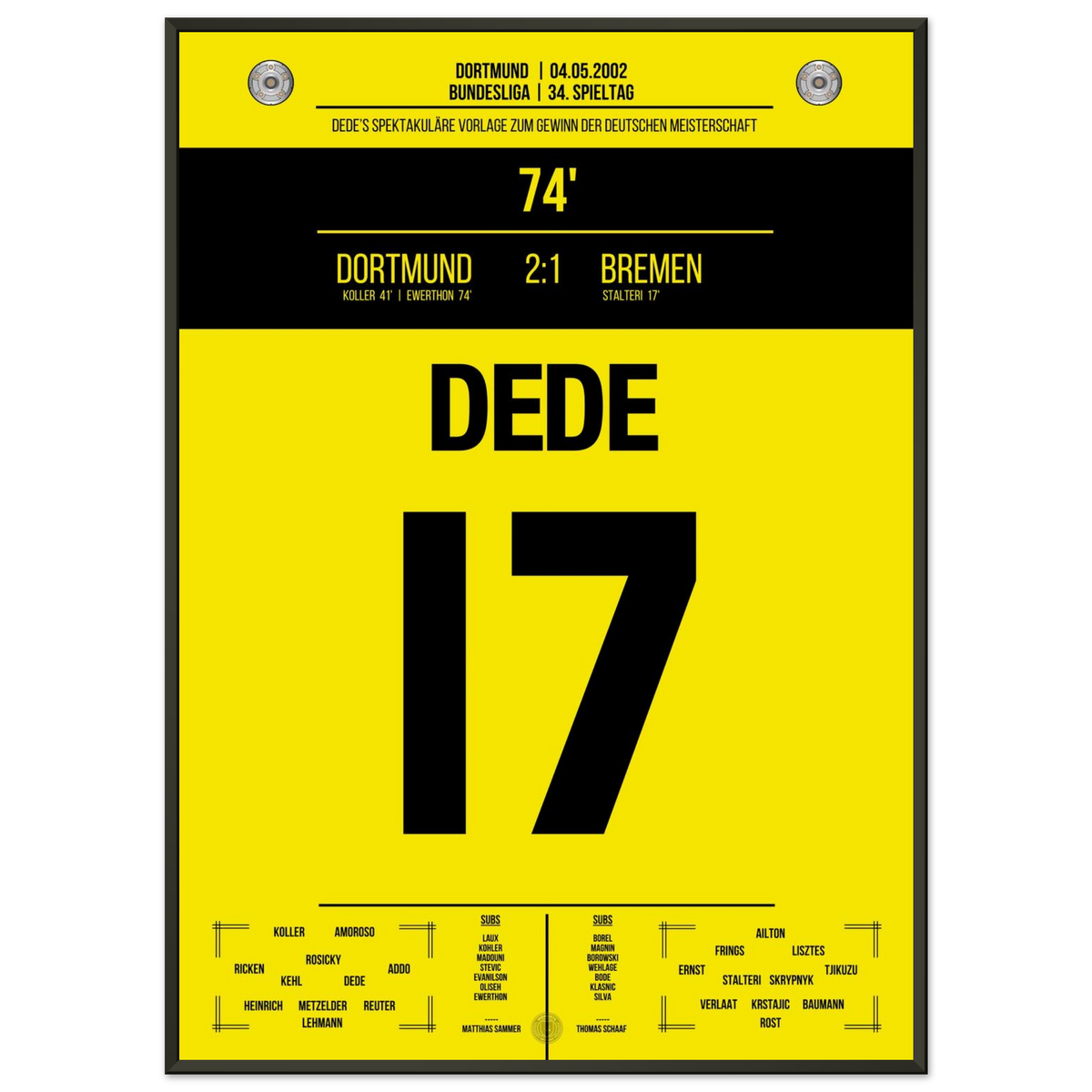 Dede serviert den Titel 2002