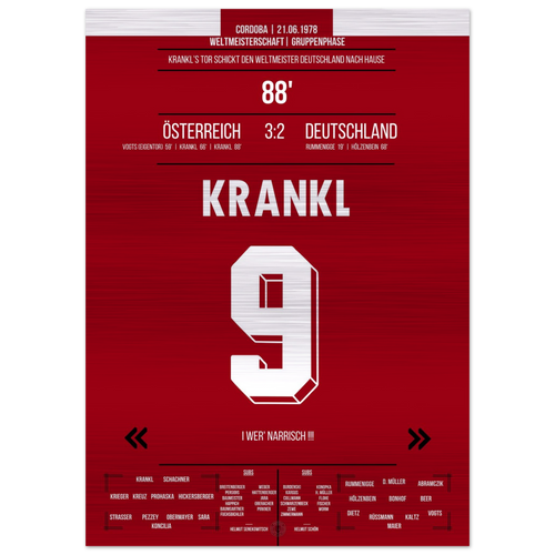 (Metal Print) The Miracle of Cordoba - Krankl sends Germany home