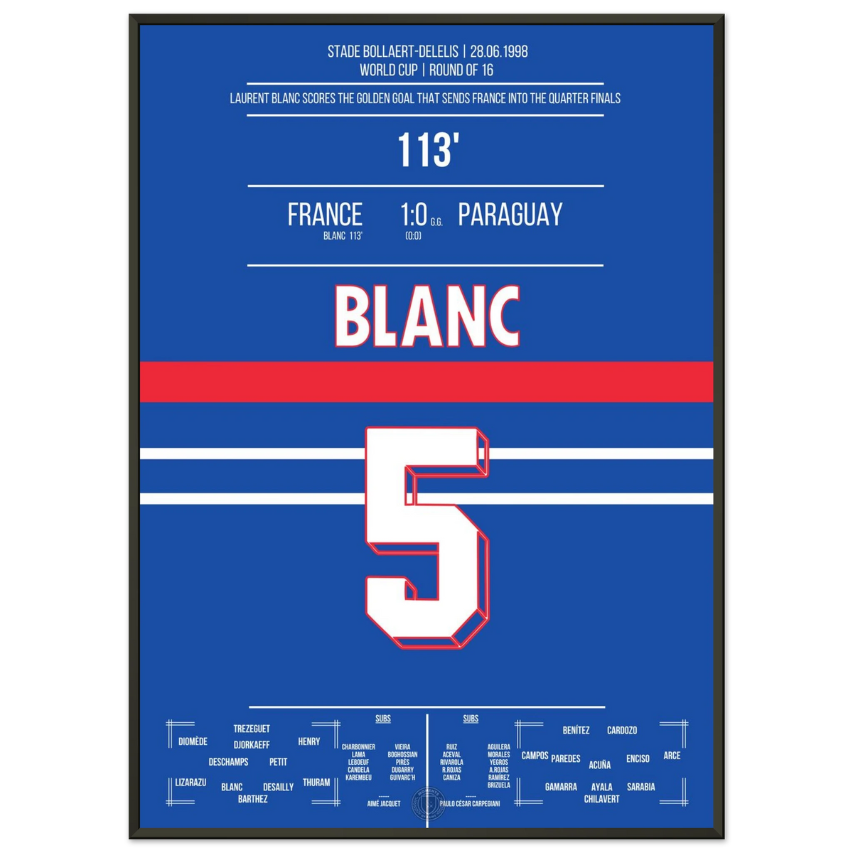 Blanc shoots France into the round of 16 of the 1998 World Cup with a golden goal