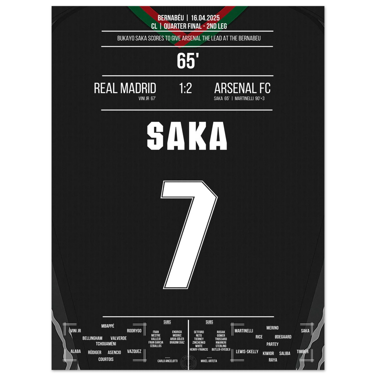 Saka scored like Thierry Henry in 2006 to make it 1-0 at the Bernabeu