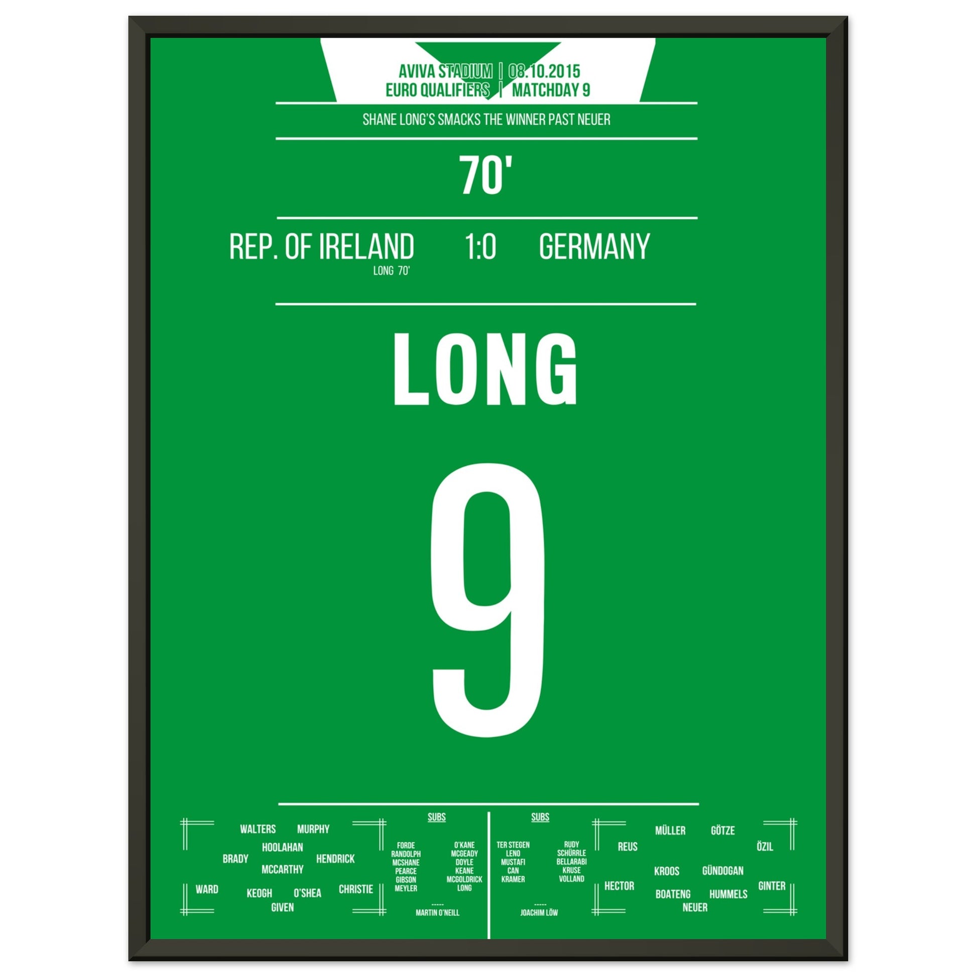 Long's Siegtreffer gegen Deutschland in 2015 45x60-cm-18x24-Schwarzer-Aluminiumrahmen