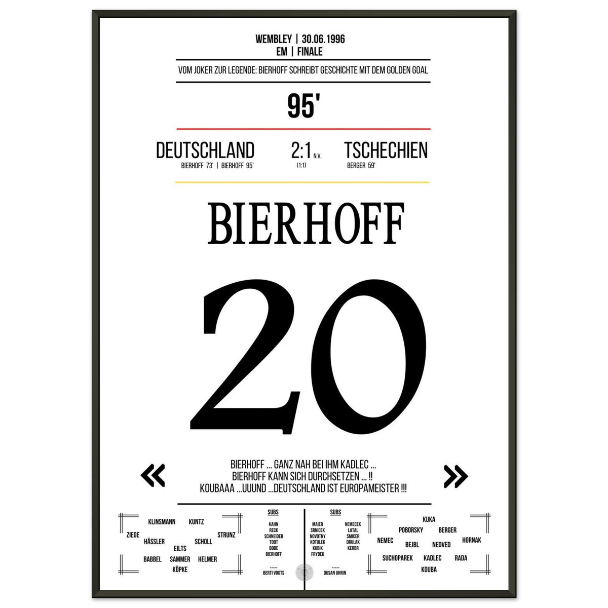 Bierhoffs Golden Goal gegen Tschechien im Finale der Euro 1996