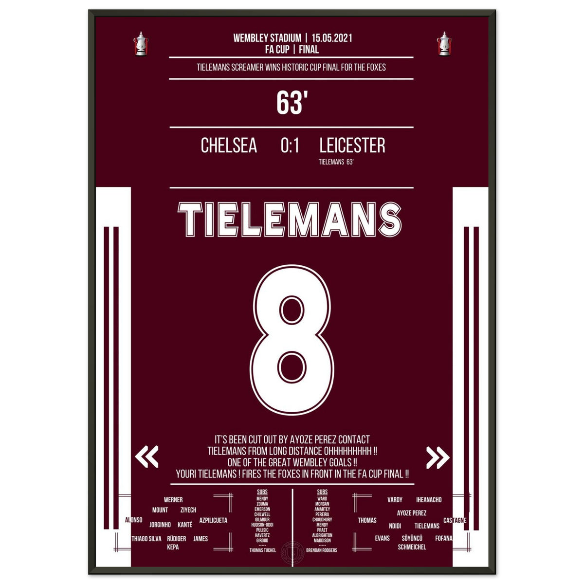 Tielemans scores a dream goal for Leicester to their historic cup victory