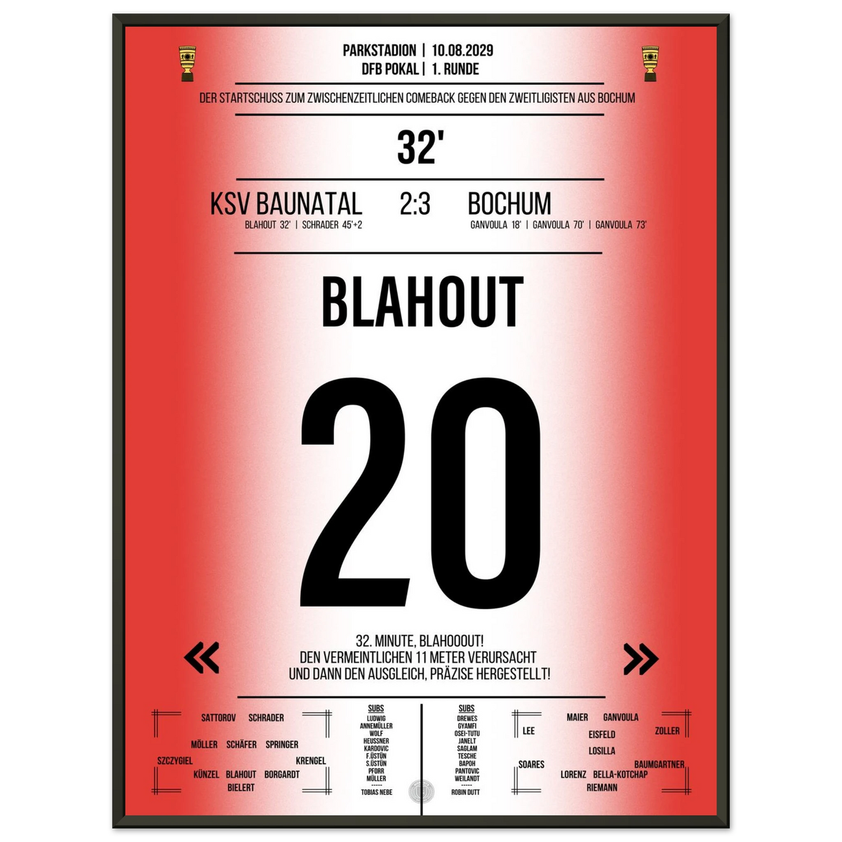 Blahout scores an interim cup comeback against Bochum