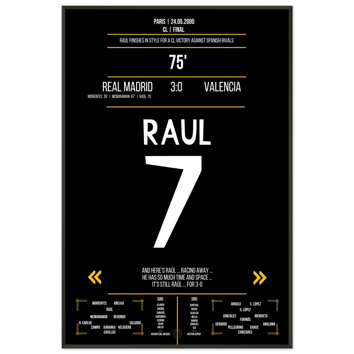 Raul's third goal in the 2000 Spanish final