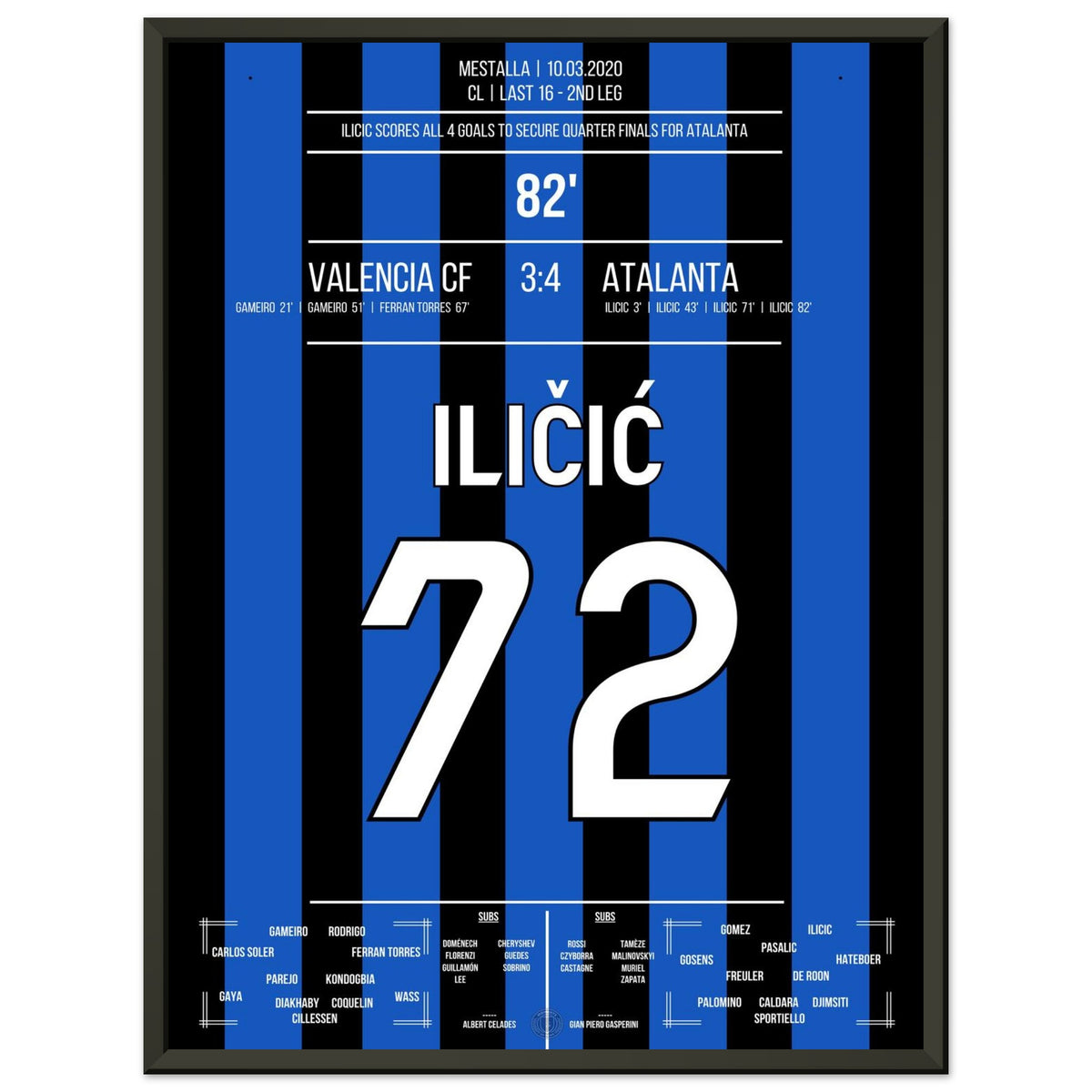4-goal Ilicic shoots Atalanta into the 2020 quarter-finals