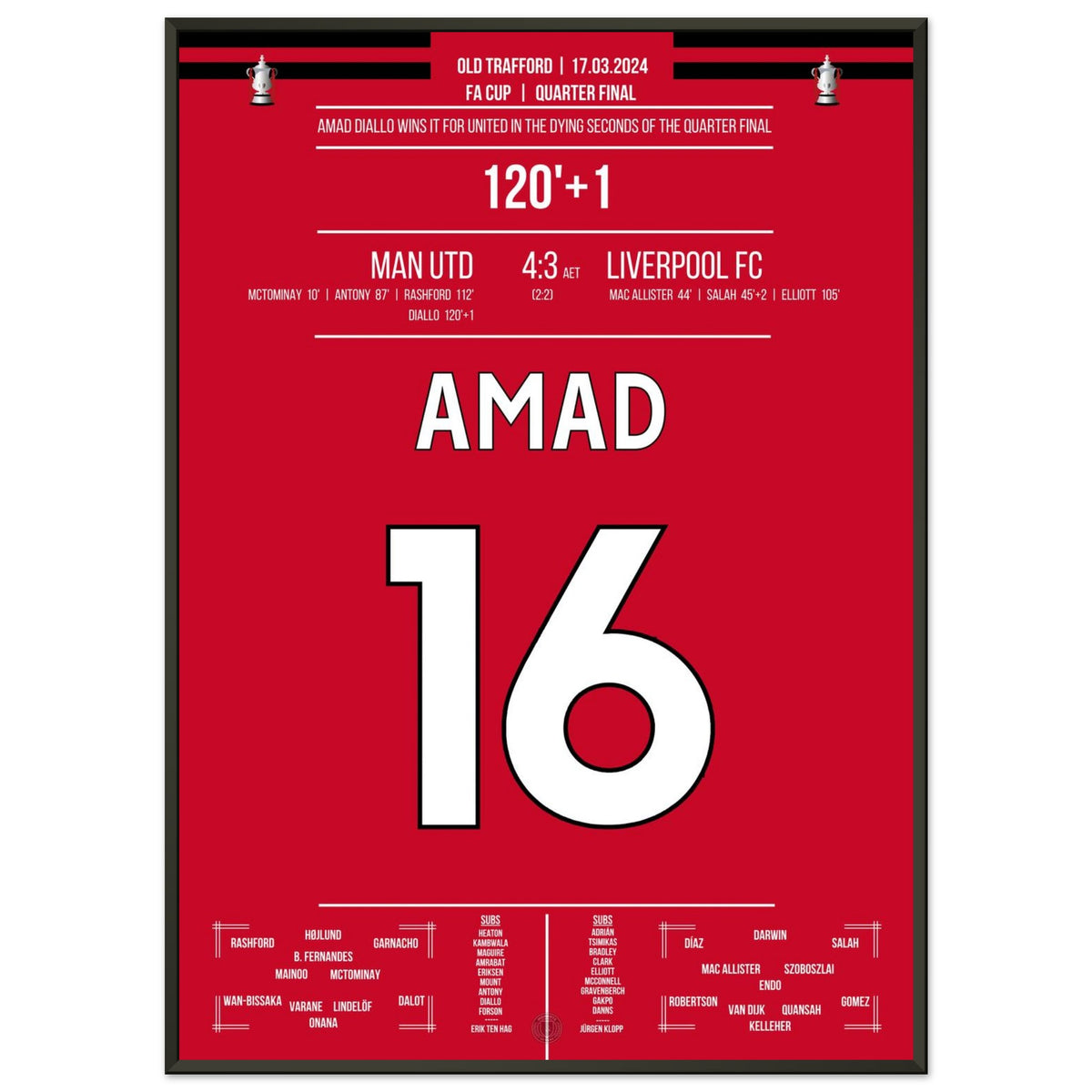 Amad shoots United into the FA Cup semi-finals in the last second