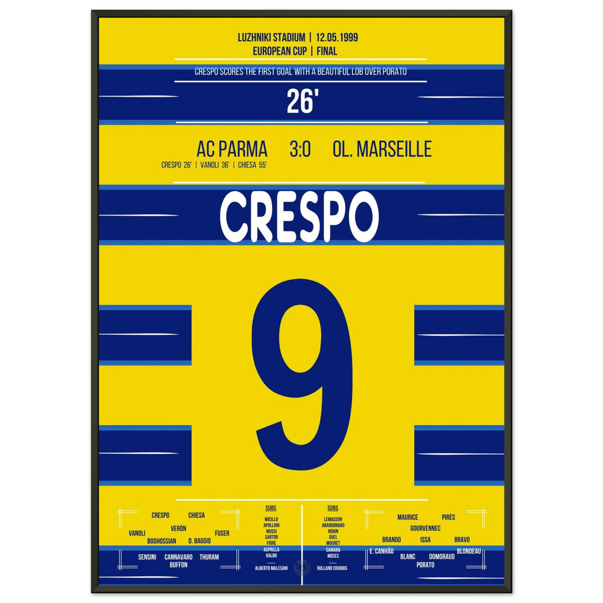 Crespo's goal in Parma's European Cup triumph in 1999
