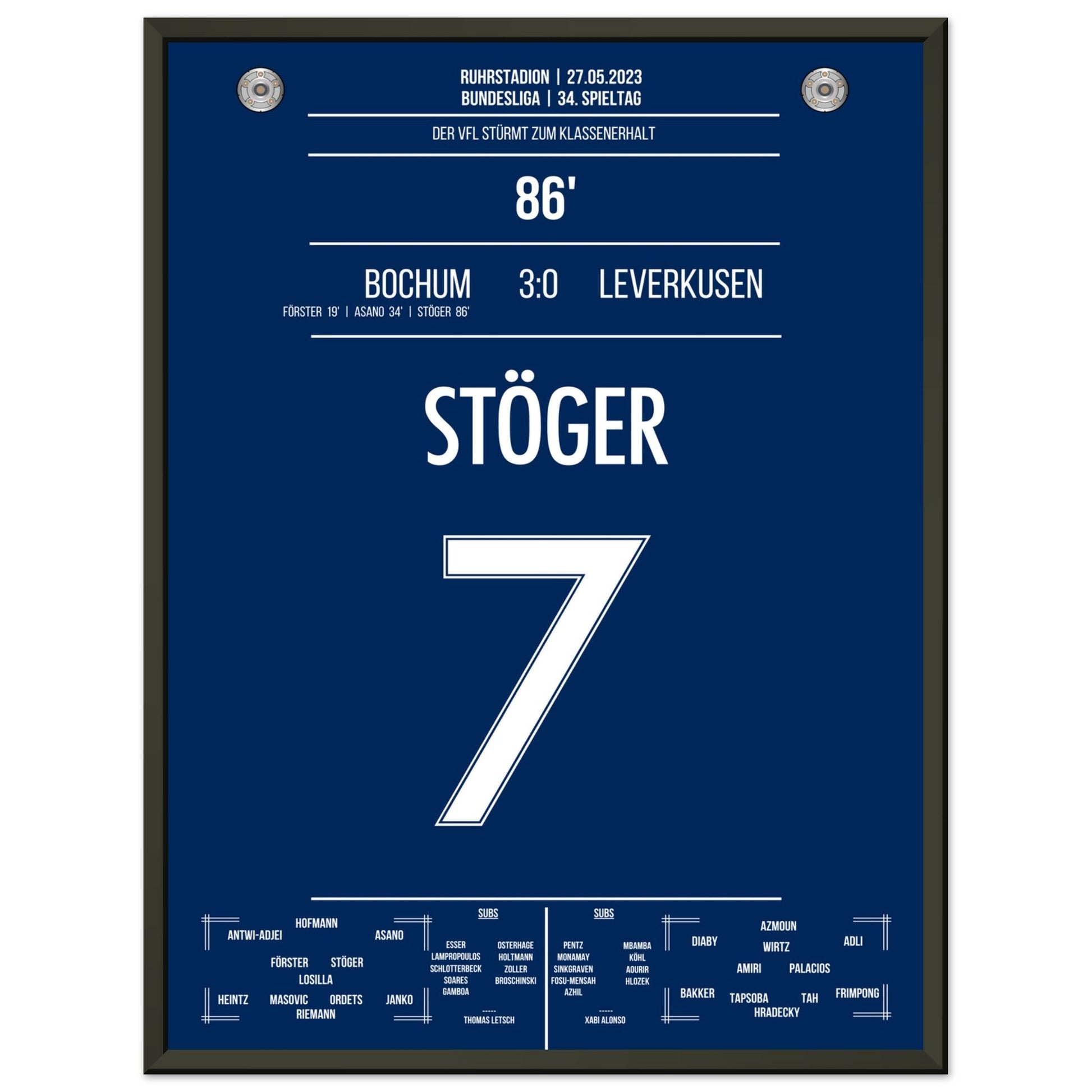 Bochum's Sturm zum Klassenerhalt 2023 45x60-cm-18x24-Schwarzer-Aluminiumrahmen