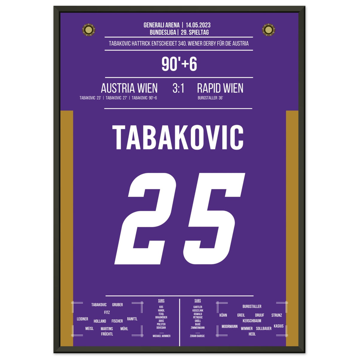 Hat trick by Tabakovic in the 340th Vienna derby