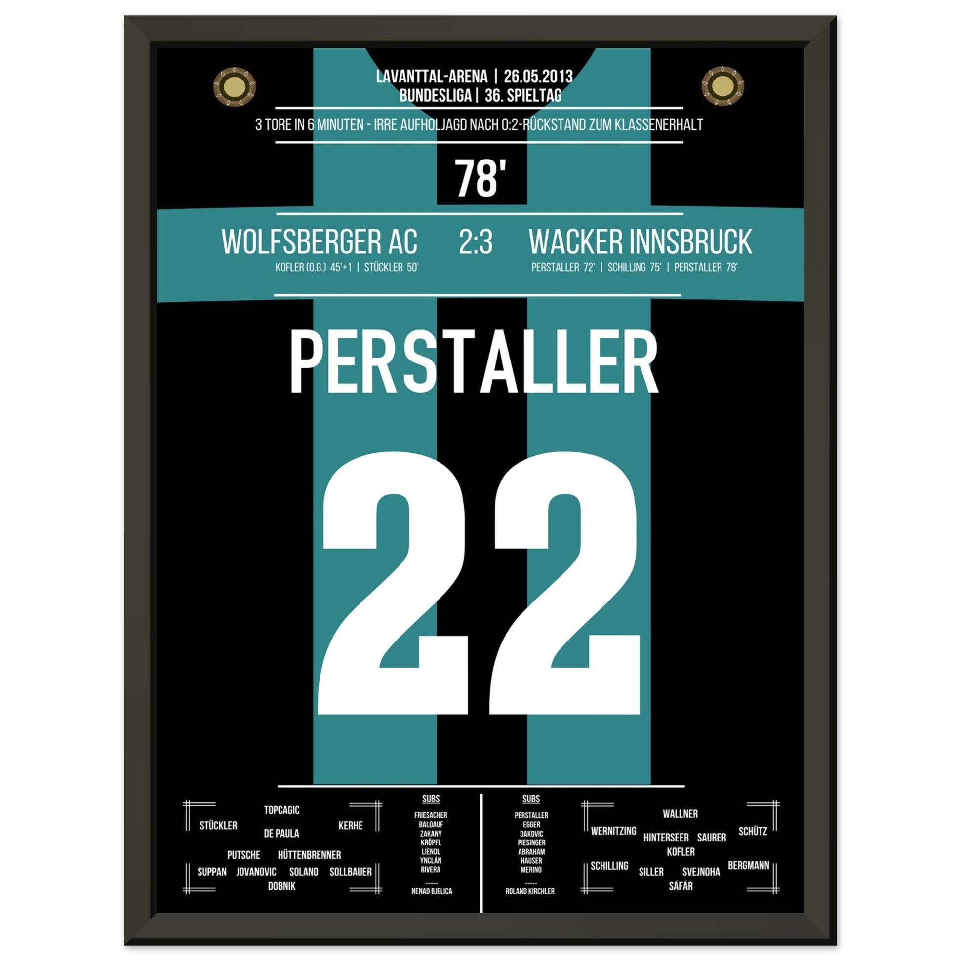 Innsbruck's wilde Aufholjagd zum Klassenerhalt 2013 30x40-cm-12x16-Schwarzer-Aluminiumrahmen