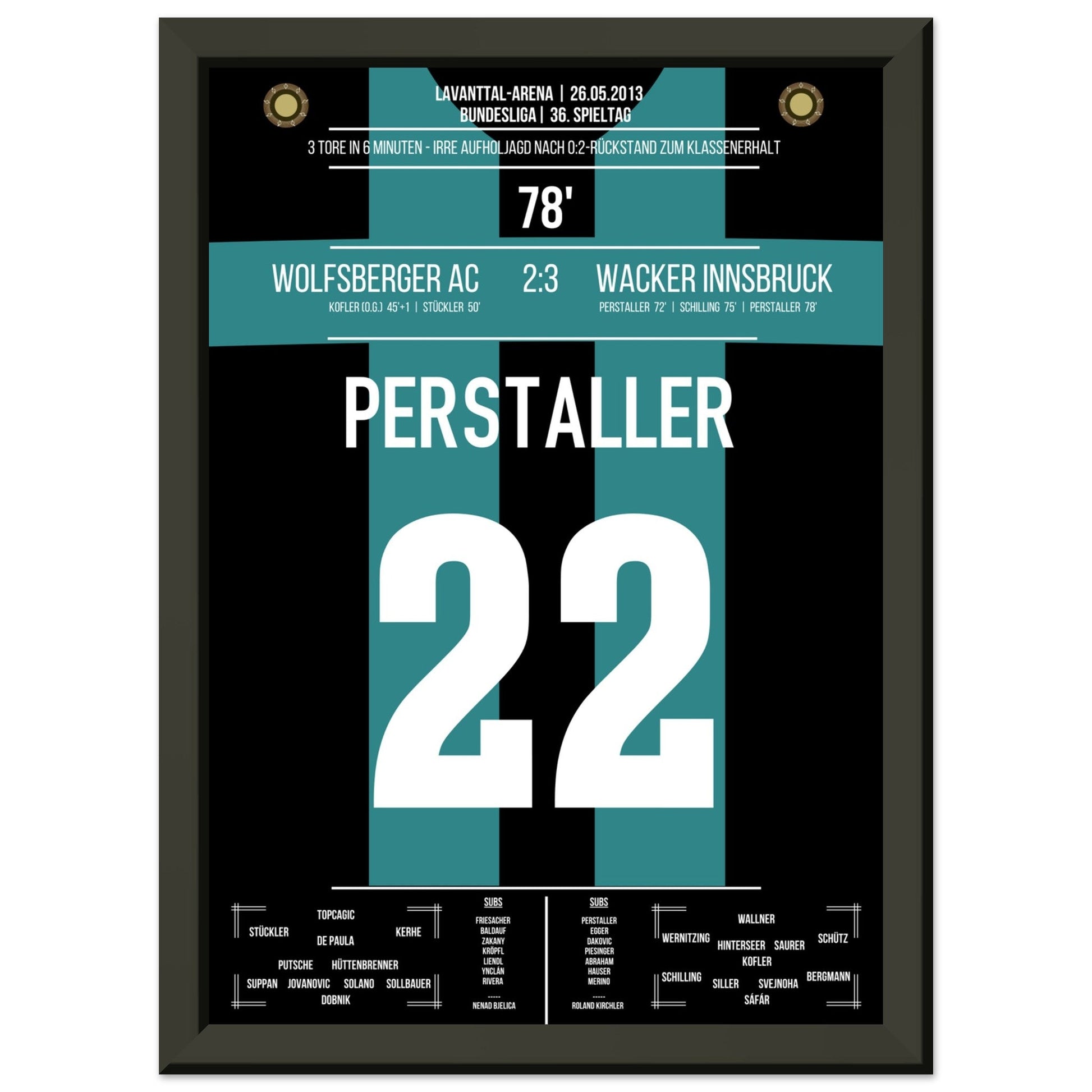 Innsbruck's wilde Aufholjagd zum Klassenerhalt 2013 A4-21x29.7-cm-8x12-Schwarzer-Aluminiumrahmen