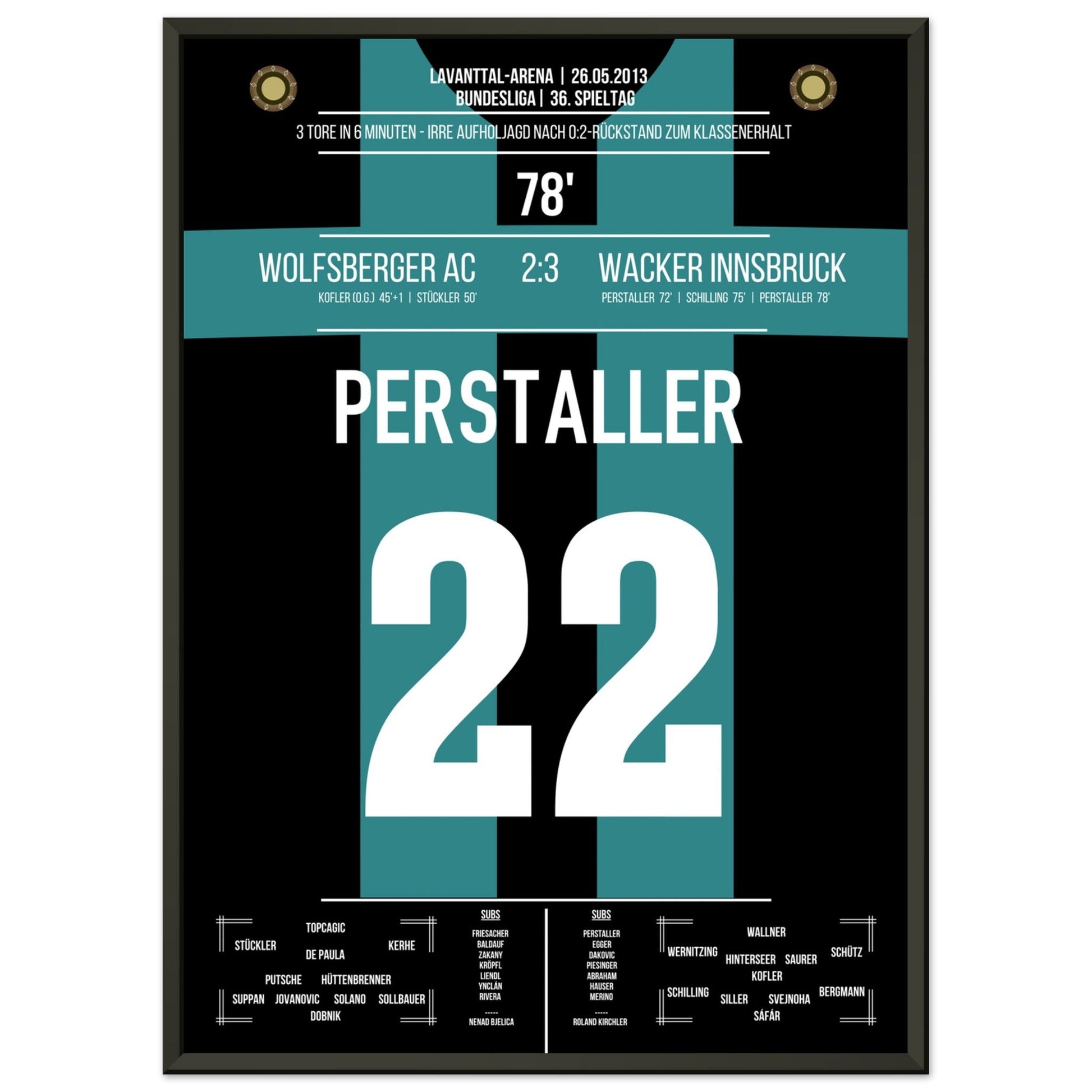 Innsbruck's wilde Aufholjagd zum Klassenerhalt 2013 50x70-cm-20x28-Schwarzer-Aluminiumrahmen