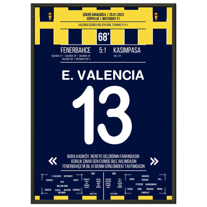 Viererpack von Enner Valencia gegen Kasimpasa in 2023 50x70-cm-20x28-Schwarzer-Aluminiumrahmen